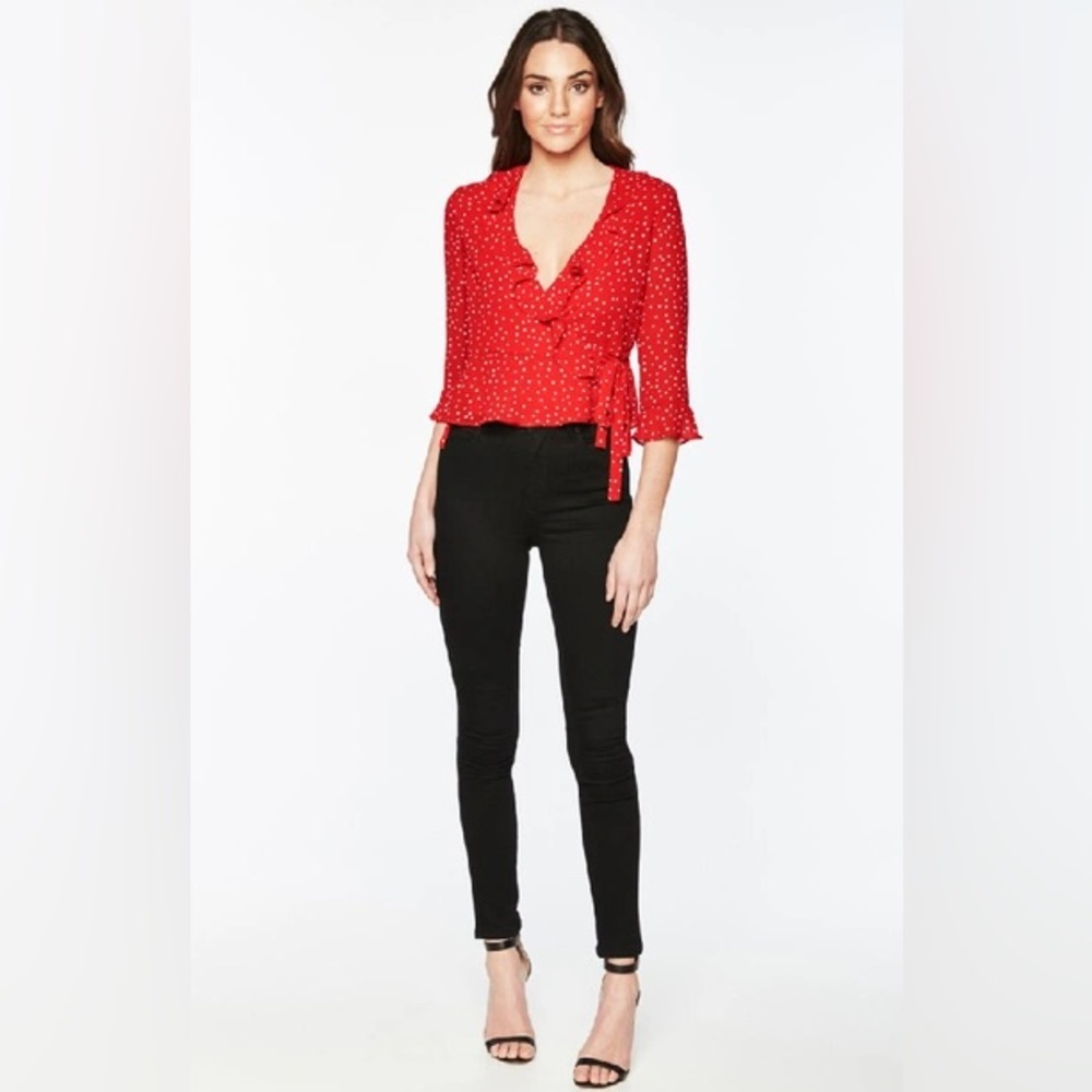 NWT Bardot Wrap Top in Berry Spot